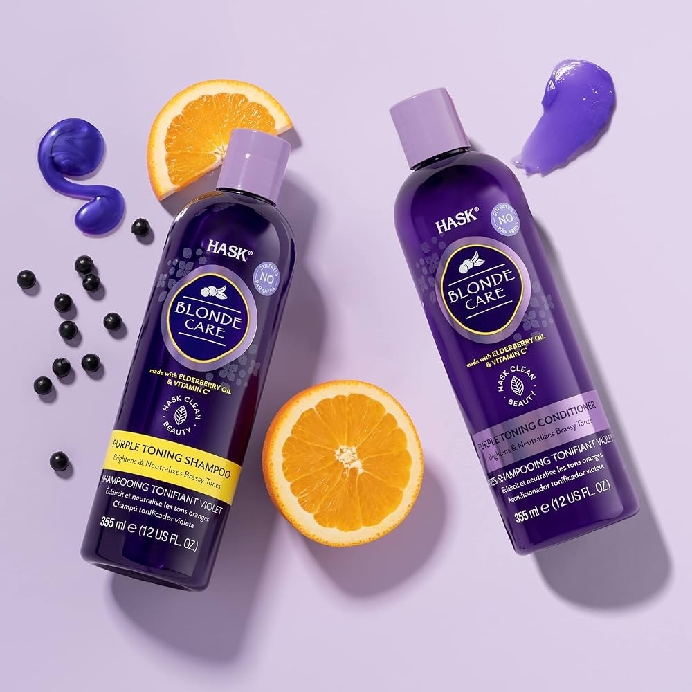 HASK Blond Care Purple Toning Shampoo + Conditioner Set for Blonde Hair